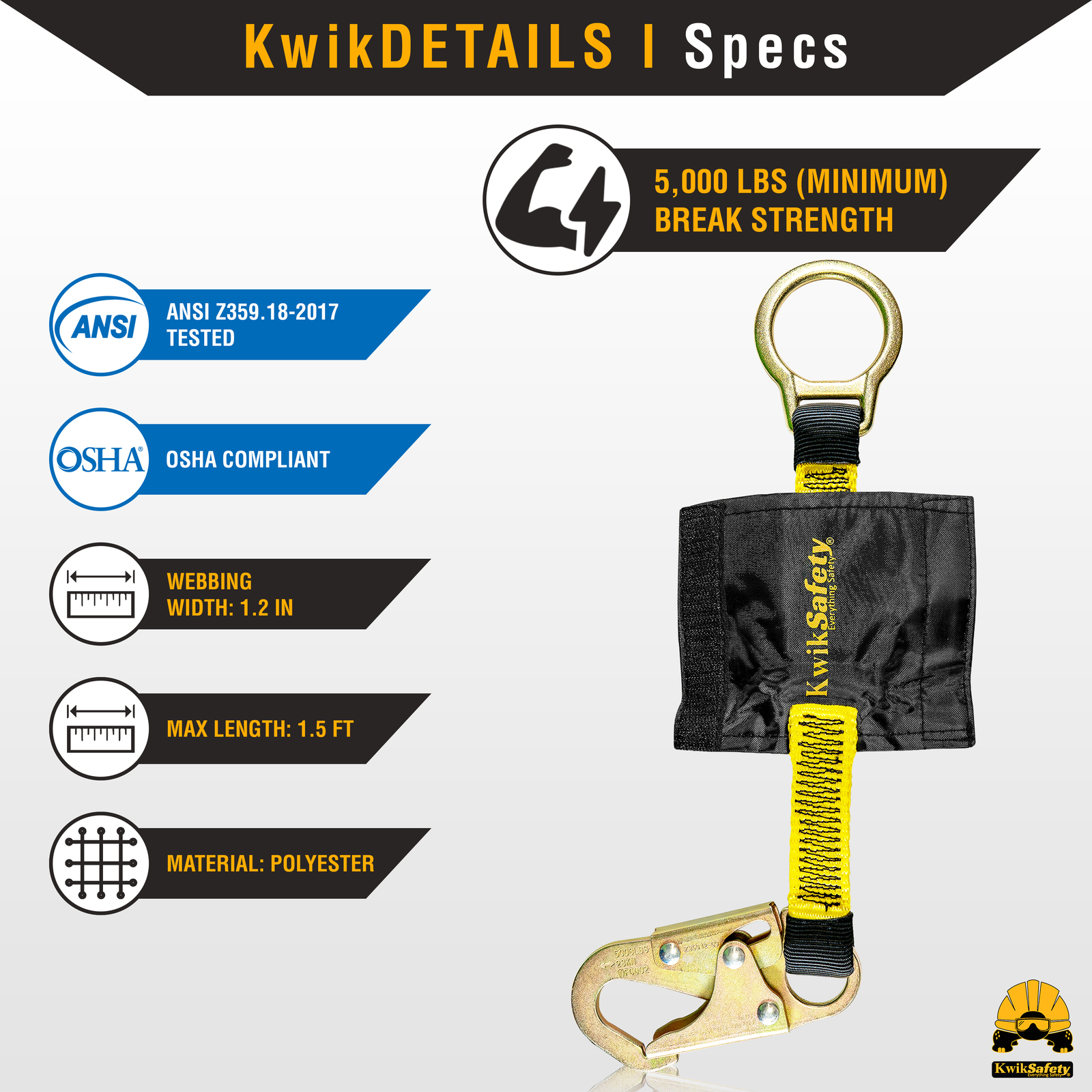 KwikSafety DOLPHIN DORSAL 18" D-Ring Extender Fall Protection Equipment