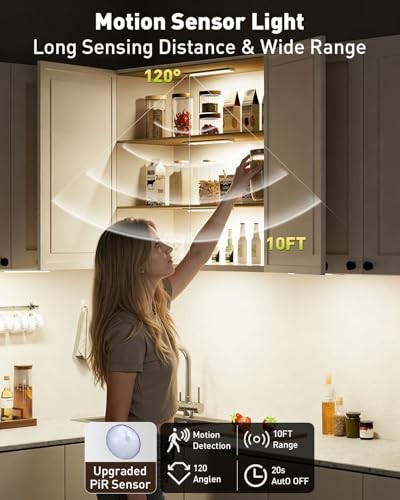 Under Cabinet Lights Motion Sensor, Rechargeable Puck Lights Wireless with