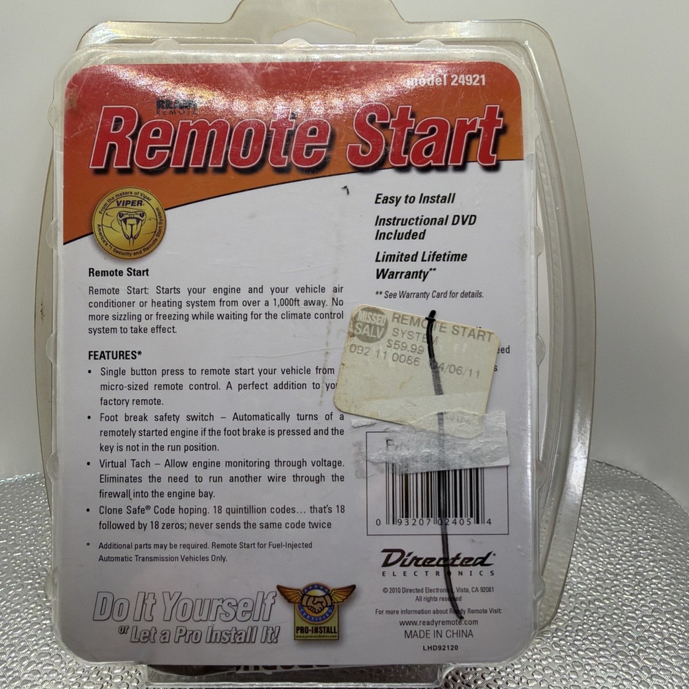 Ready Remote 24921 Basic Remote Start System NEW