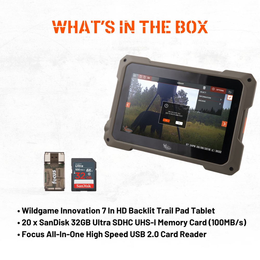 Wildgame Innovation Touchscreen Trail Pad Tablet with 20 Pack Memory Card Bundle