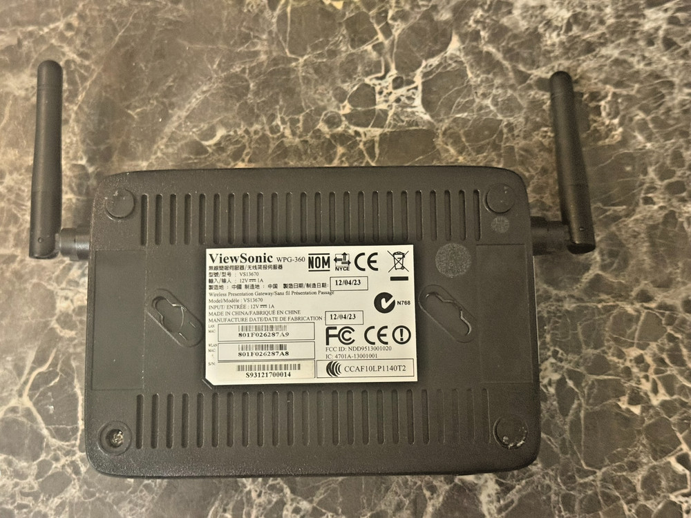 ViewSonic WPG-360 Wireless remote Presentation Gateway / NO POWER SUPPLY