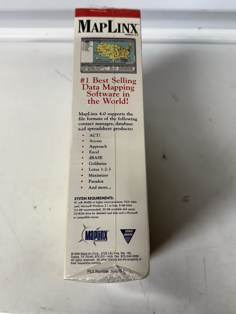 Maplinx Version 4.0 Business Mapping Software Windows 95 NT 3.1