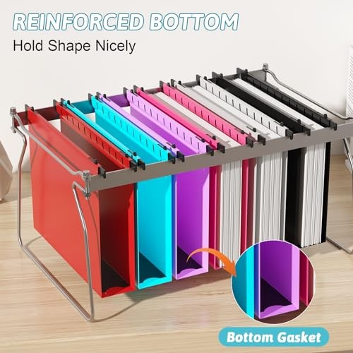 Extra Capacity Plastic Hanging File Folder Letter Size,12 Pack Multicolor