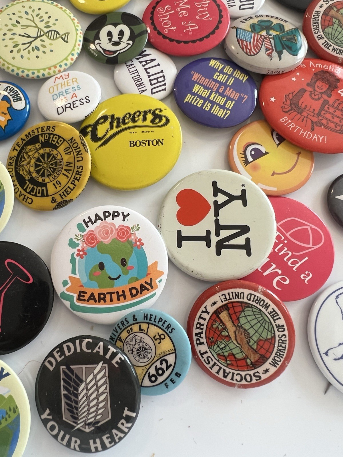 Lot 70+ Vintage Pinback Buttons Political Advertisement Pop Culture Assorted Mix