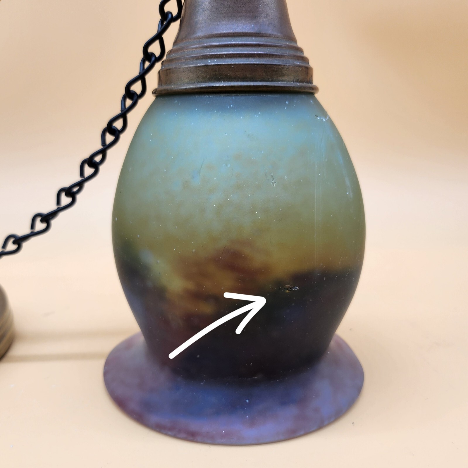 Vintage Art Glass Hanging Ceiling Pendant Light Fixture