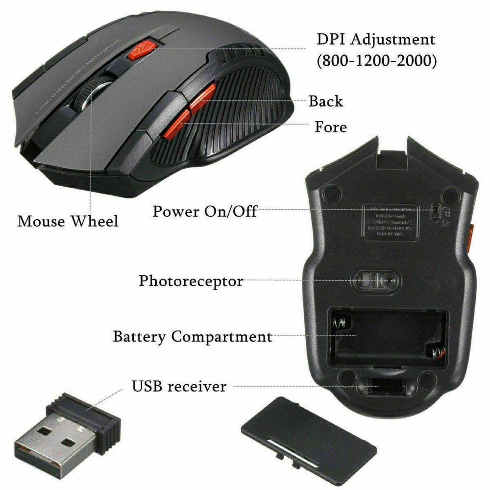 SANOXY Wireless Gaming Mouse Ergonomic Optical Control Black