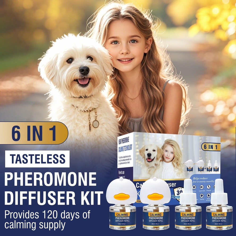 LKBHGF Dog Calming Pheromones Diffuser 6 in 1 Kit 2 Diffuser, 4 Refills