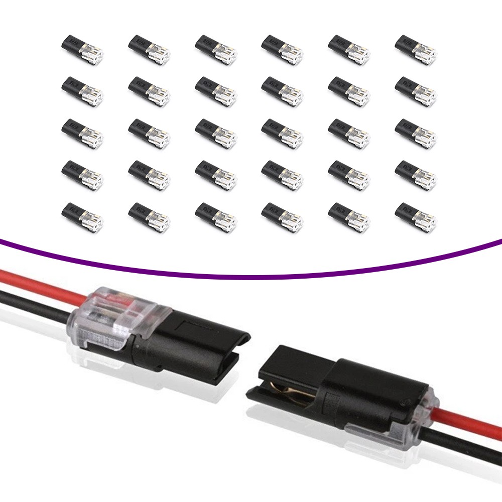 30PCS Double-Wire Plug-in Cable Snap Connector Terminal Block w/ Locking Buckle
