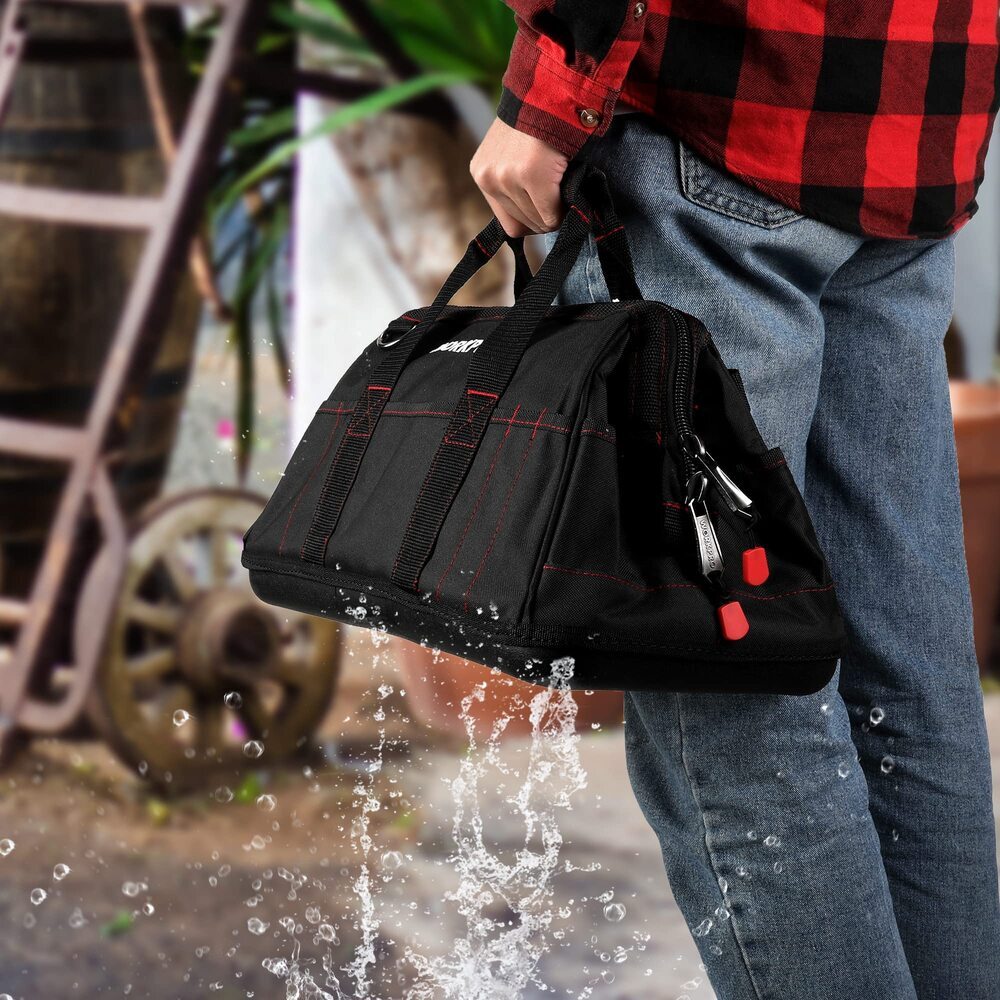 WORKPRO 16" Zipper Wide Mouth Tool Storage Bag Case Large Capacity w/21 Pockets