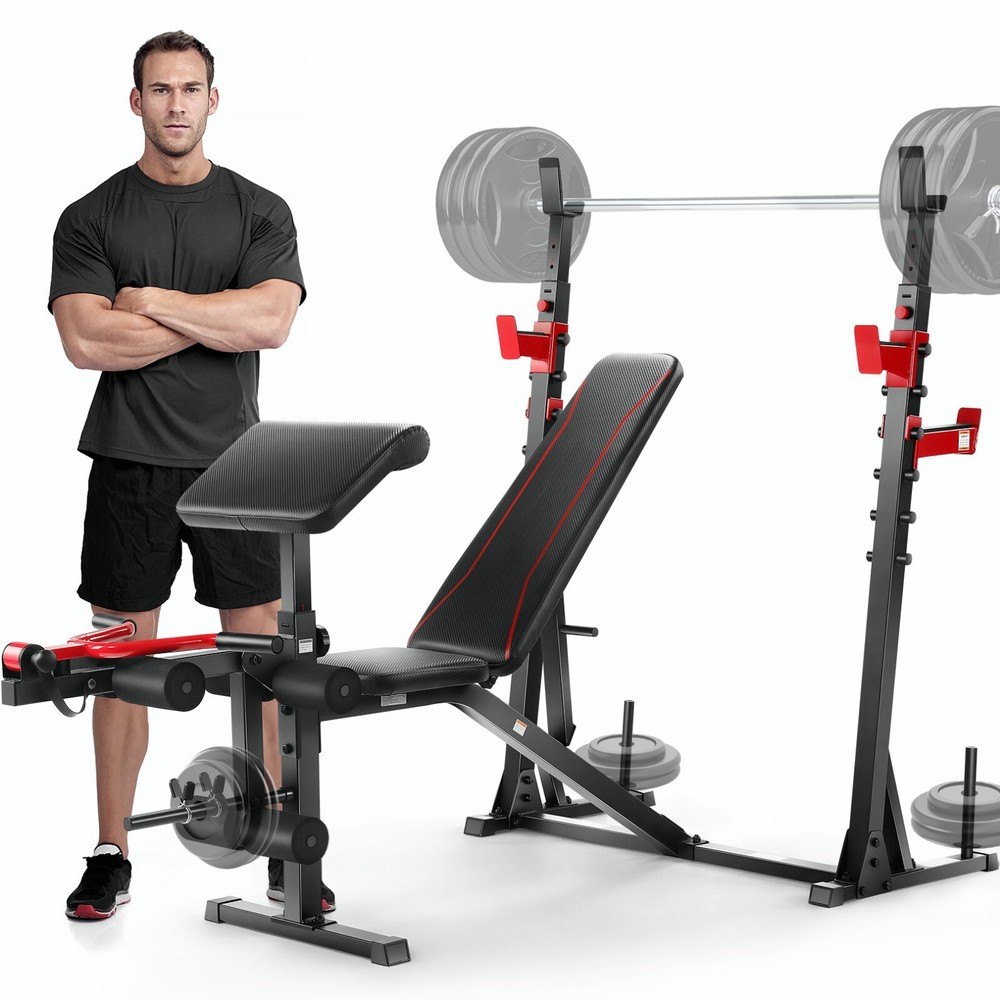 900LBS Adjustable Foldable Exercise Weight Bench Workout Bench Gym With V-Handle
