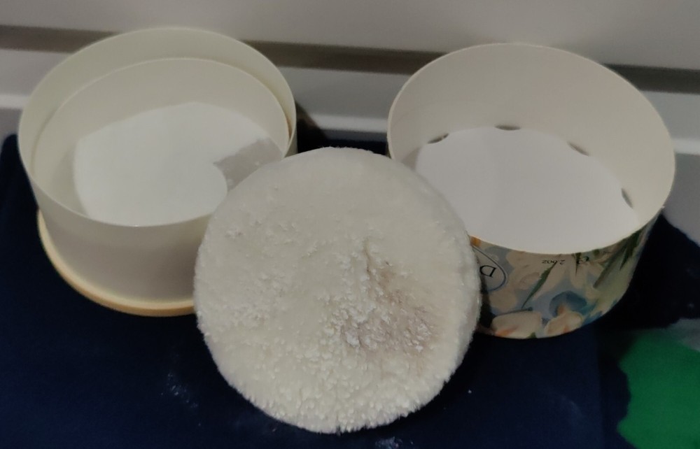 VTG Bronnley Dusting Powder White Iris Round Box Almost Empty