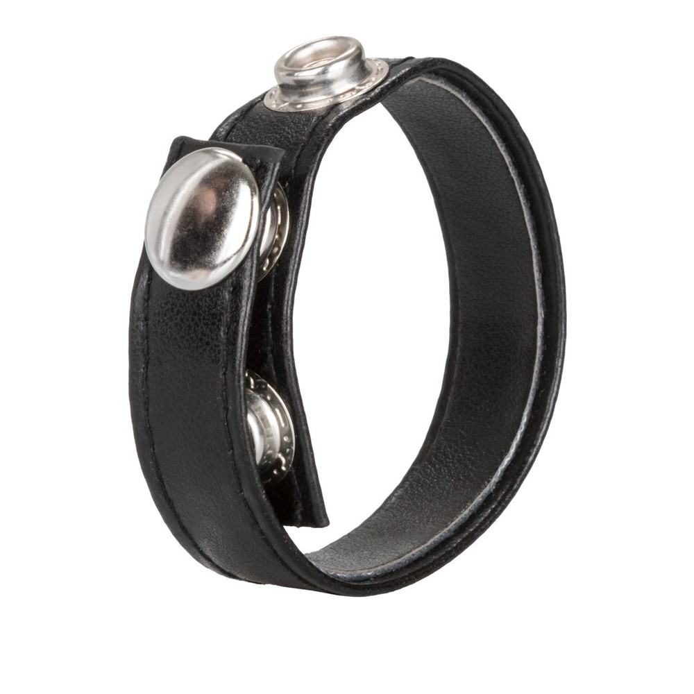 Leather 3-Snap Ring - Multi-Purpose Adjustable Penis Erection Enhancer Cock Ring