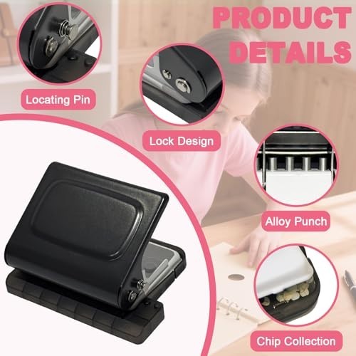10 Hole Punch Binding Machine, Manual Planner Binder System, 10 Multi-Color Ring