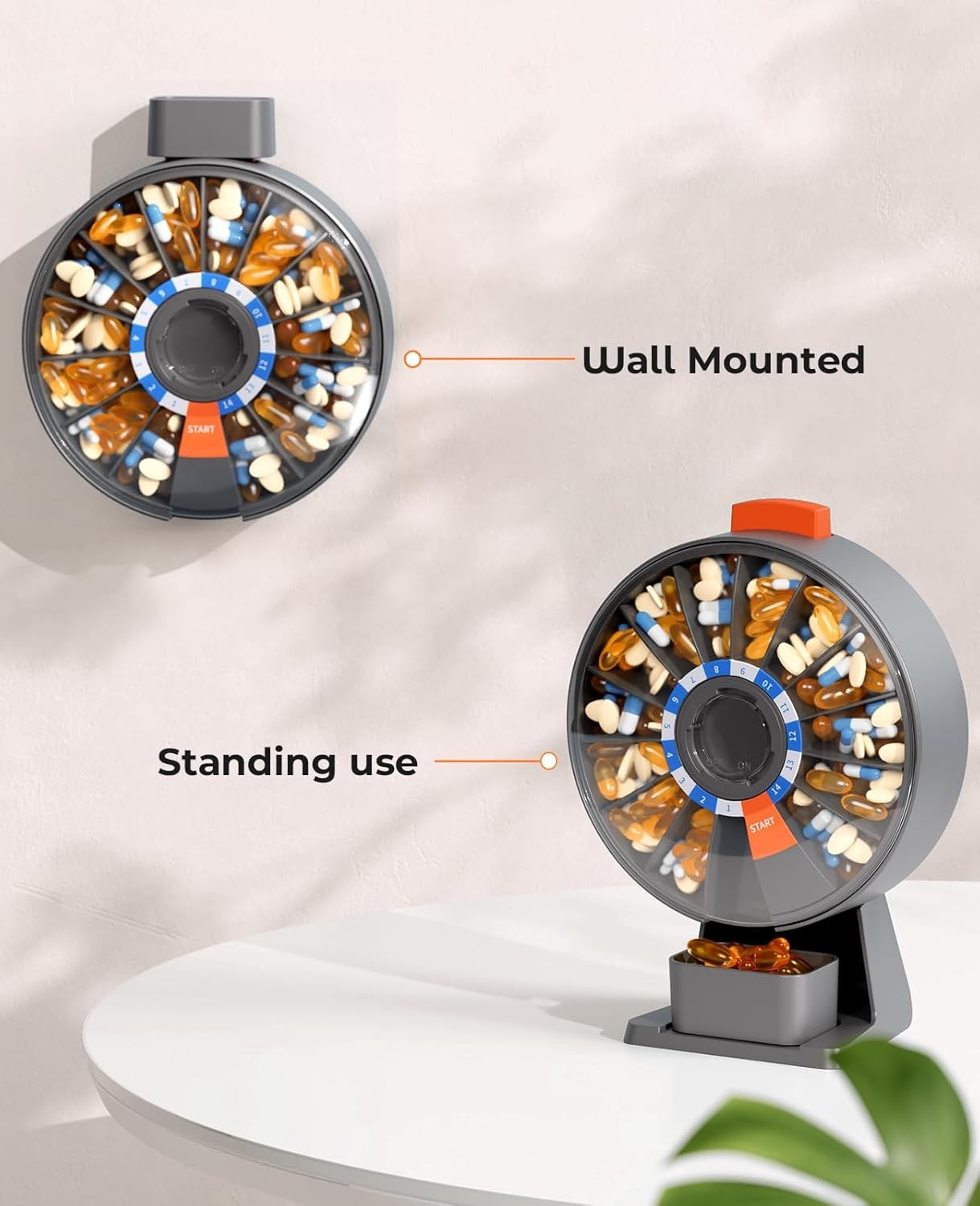 Pill Dispenser Daily,Large Pill Organizer with Standing Used,Used for 14 days