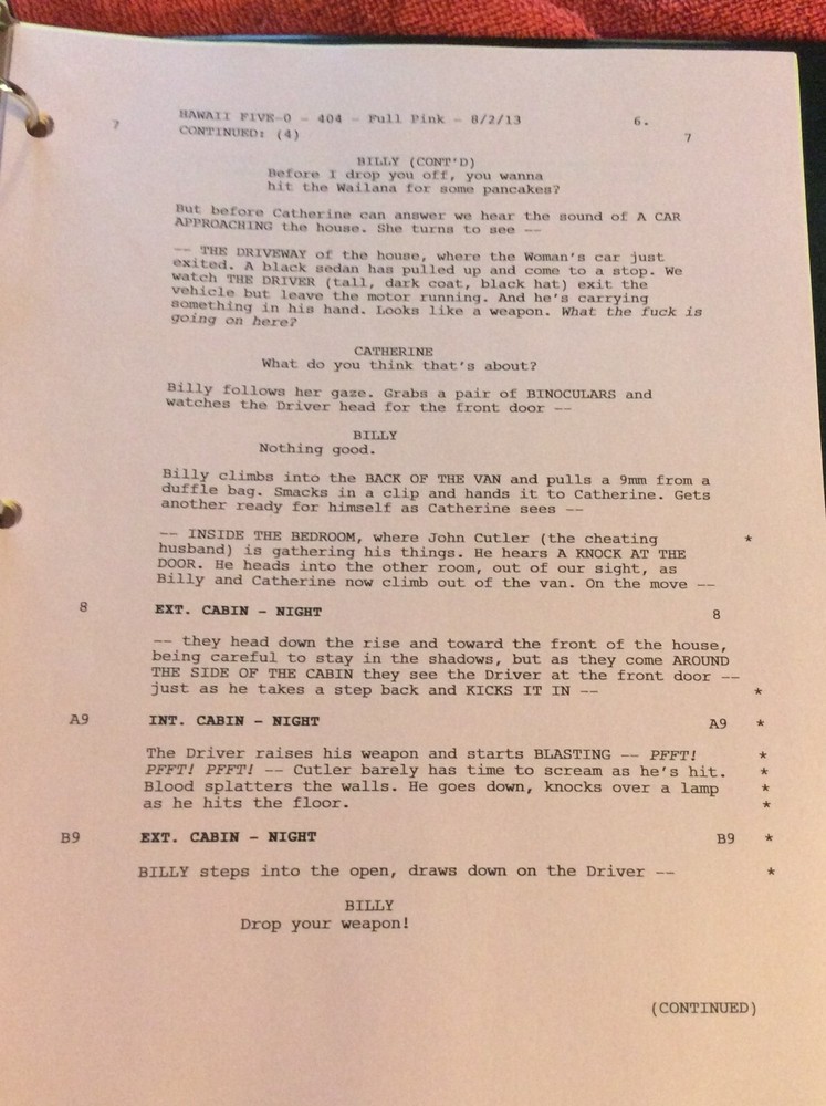 HAWAII FIVE-O ORIGINAL SCRIPT 404 SCHEDULE TECH 2013 KUPU' EU DANIEL DAE KIM