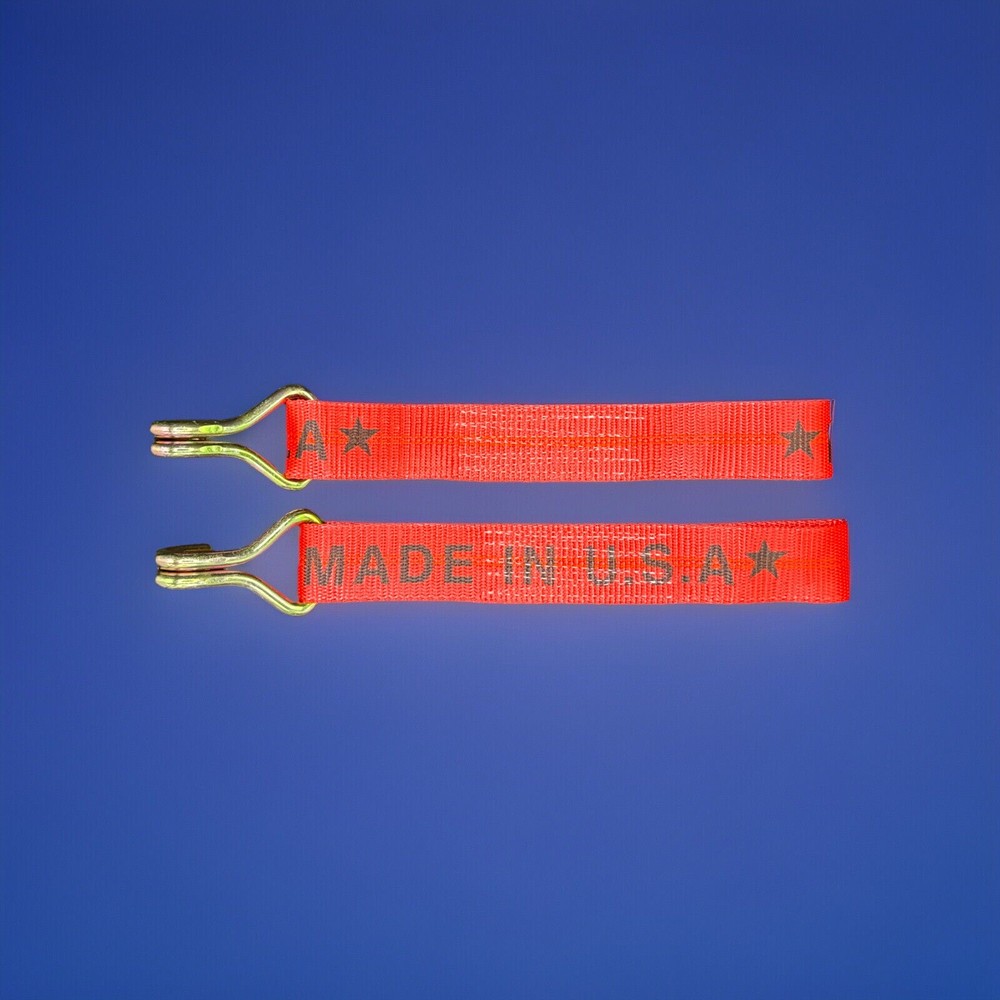 2-2 Inch Ratchet Strap Replacement Ends Long Wire Hook Fixed End  Red