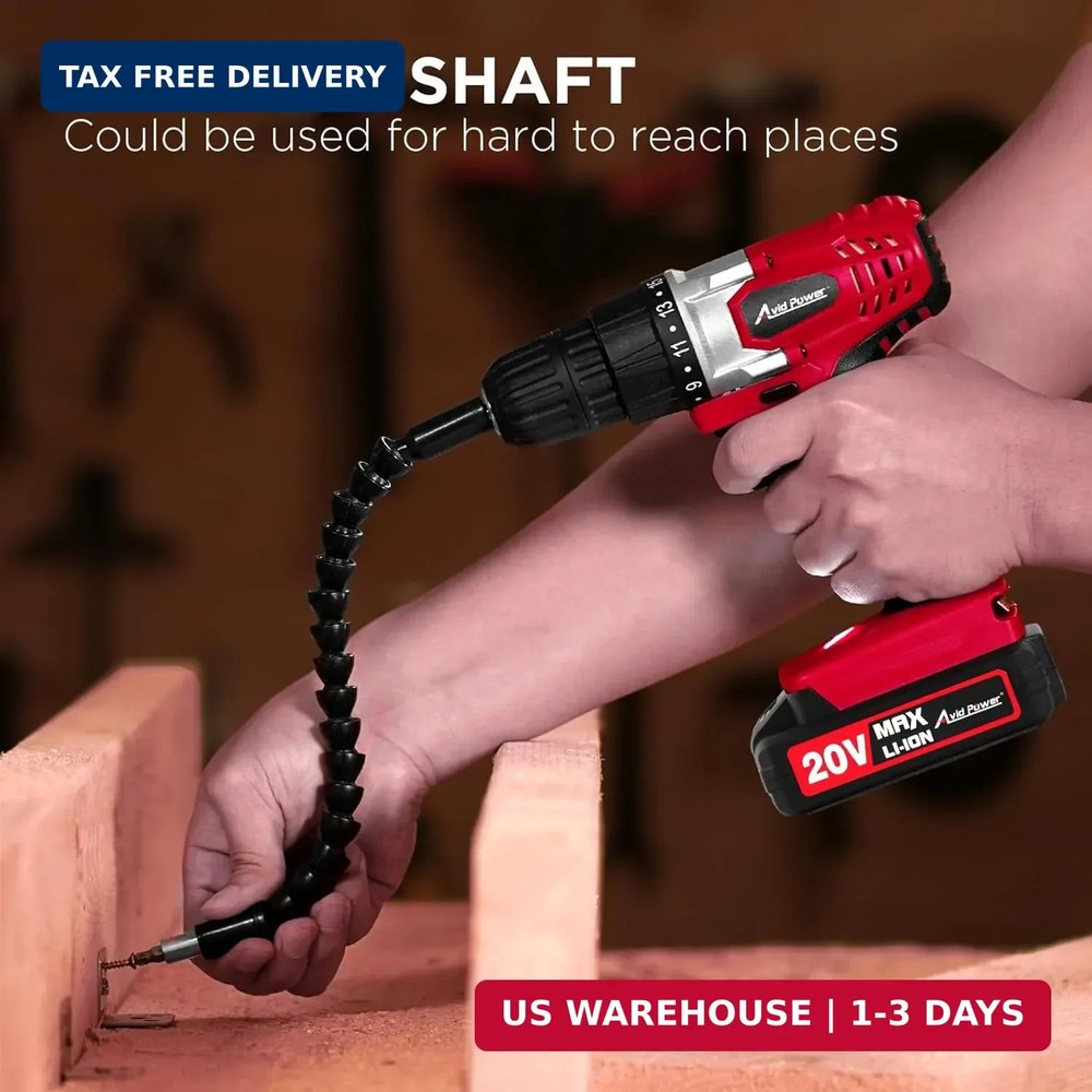 AVID POWER 20V Cordless Drill Set for Home DIY & Beginner Projects - Lightweight