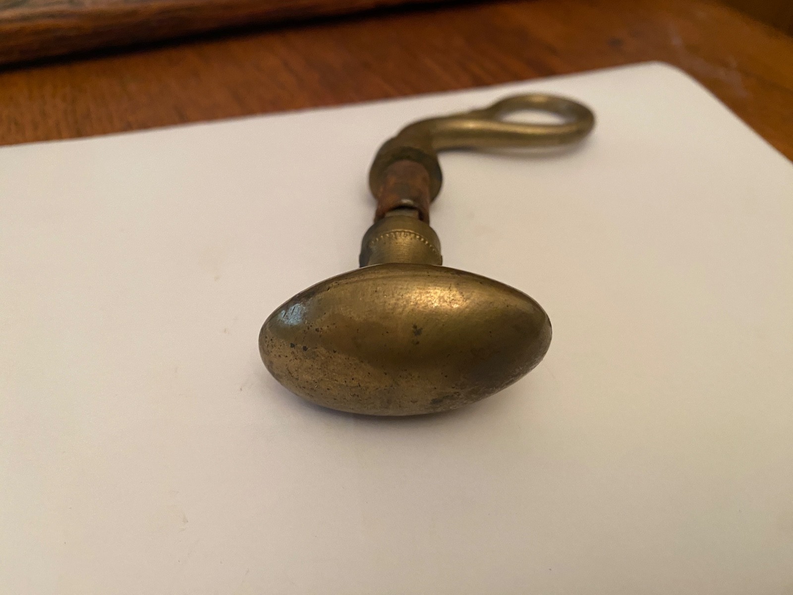 4.5"- 5" ANTIQUE BRASS DOOR KNOB WITH SWAN LEVER AND KNOB - .25" spindle.