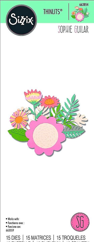 Floral Tropics Flowers & Leaves Sizzix Thinlits Thin Metal Die Set 663854 NEW!