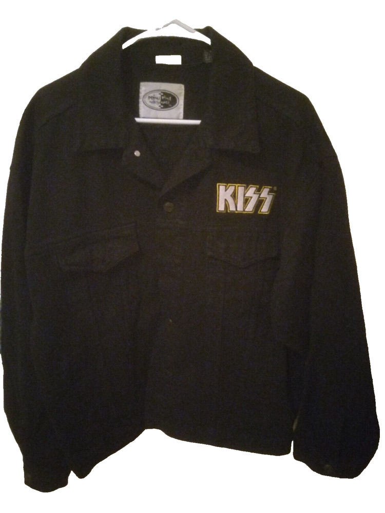 KISS Black Denim Rock And Roll Over Jacket size Large L 1997 Official
