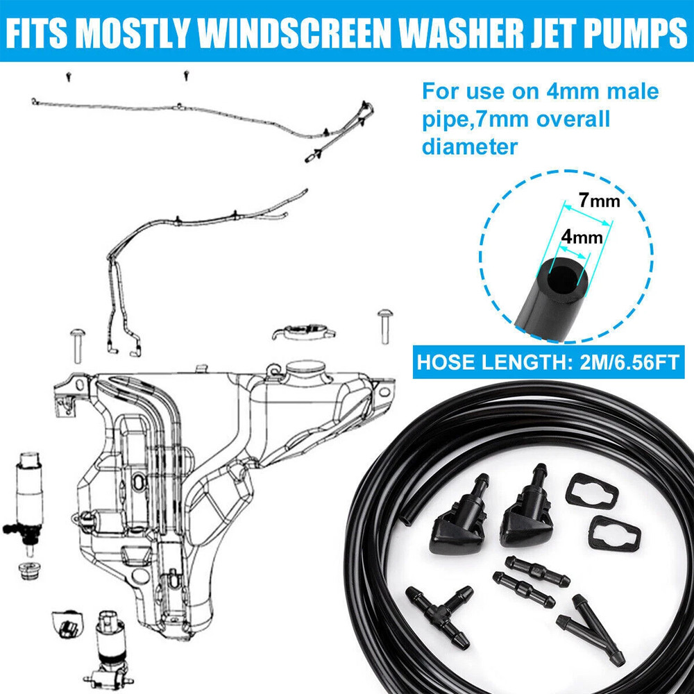 Universal Car Windshield Wiper Washer Squirter Nozzle Spray Jet Kit Fluid Hose