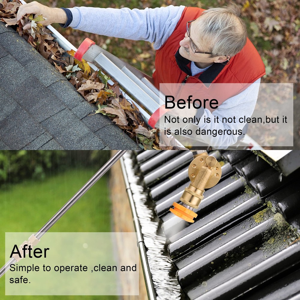 Pressure Washer Pivoting Coupler, 1/4” Quick Connect Gutter Cleaner Attachmen...