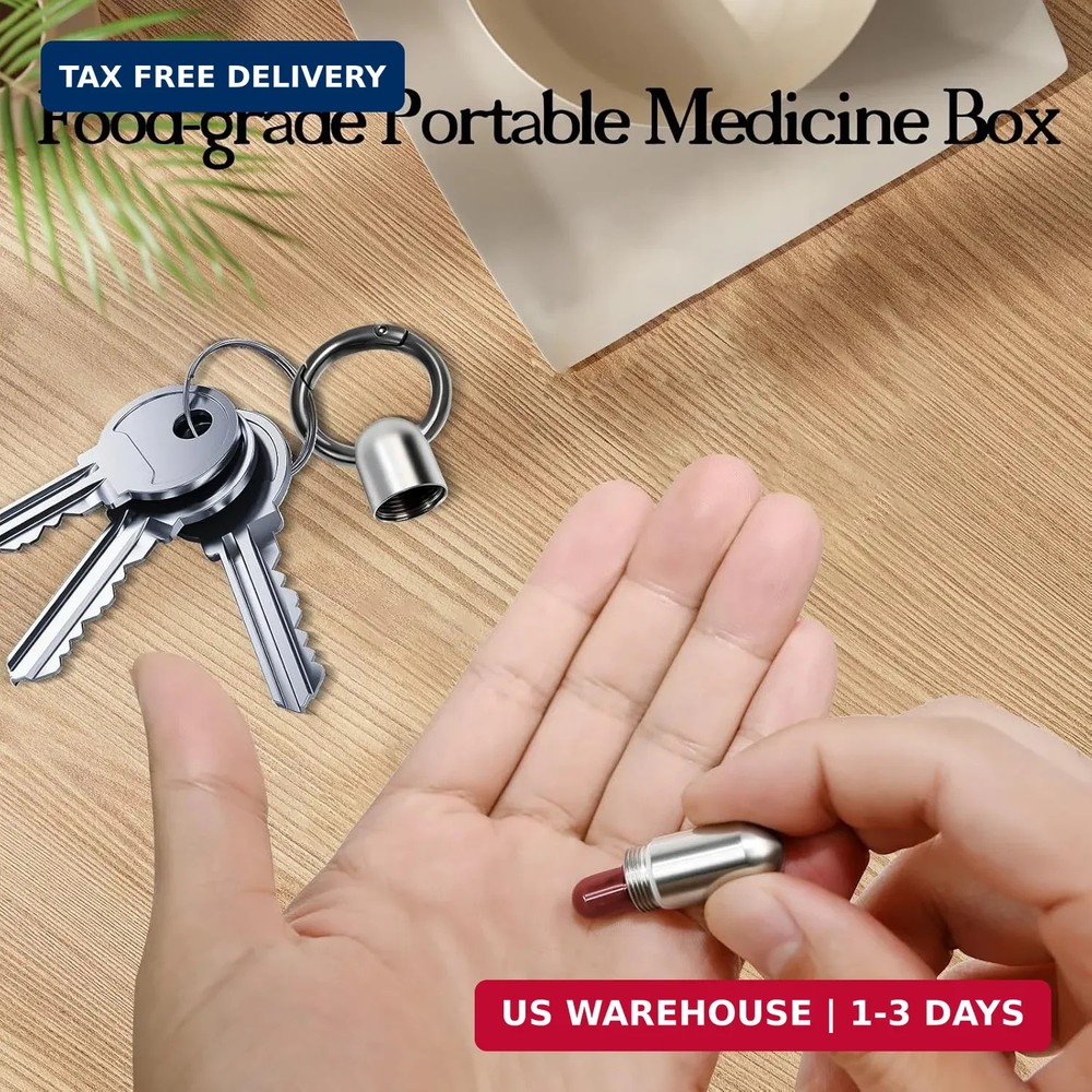 Tiny Keychain Pill Holder, Small Keychain Pill Holder Titanium,Waterproof Tiny P