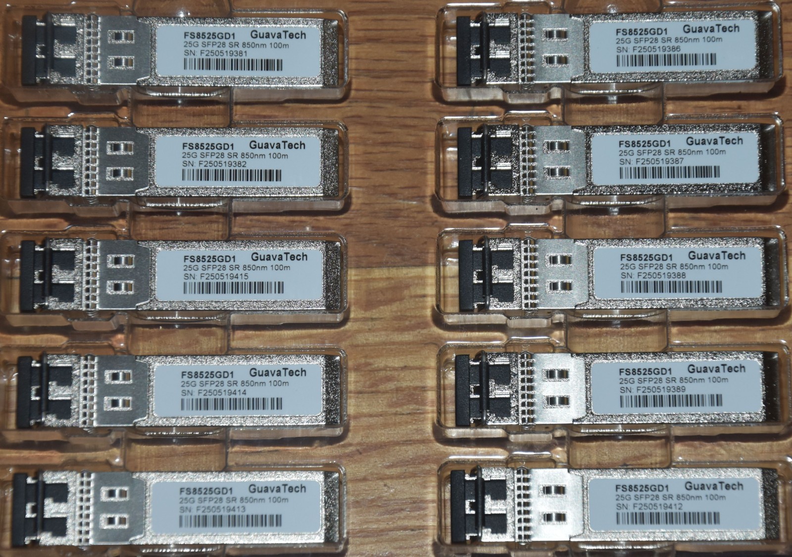 Lot of 10 25G SFP28 SR 850nm Multimode Fiber Transceiver - Brand New!