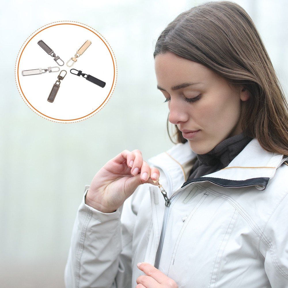 Zipper Pull Charm 6 Pcs Rectangle Shape Zipper Pull Replacement, Black