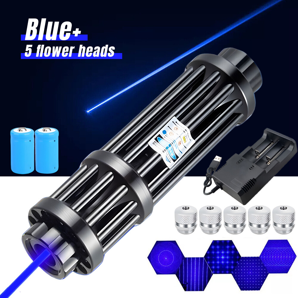 5W High Power Adjustable Blue Burning Laser Pointer Visible Dot Torch Light