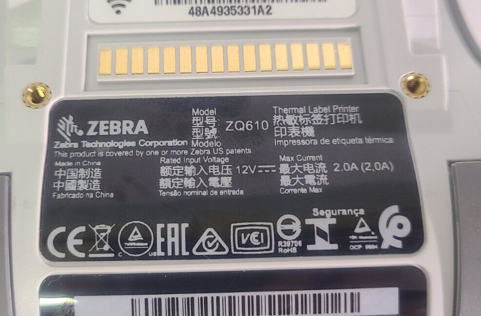 Zebra ZQ610 Thermal Label Printer W/ Battery