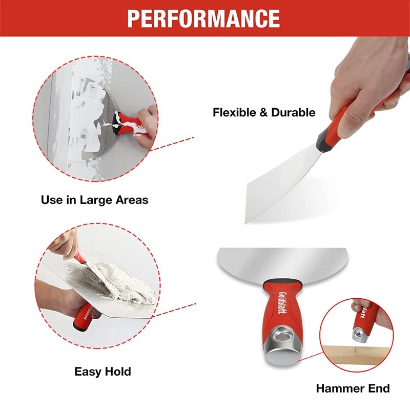Goldblatt 2PCS Drywall Hand Tool Kit 13" Hawk 6" Stainless Steel Joint Knife Set