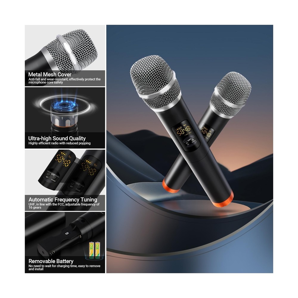 Karaoke Microphone Wireless System, Portable Karaoke Microphone Mixer System ...