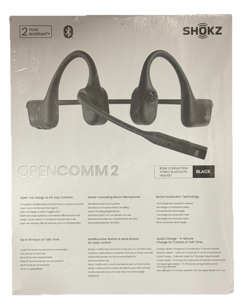 SHOKZ OpenComm 2 Stereo Bone Conduction Bluetooth Headset - NEW & SEALED