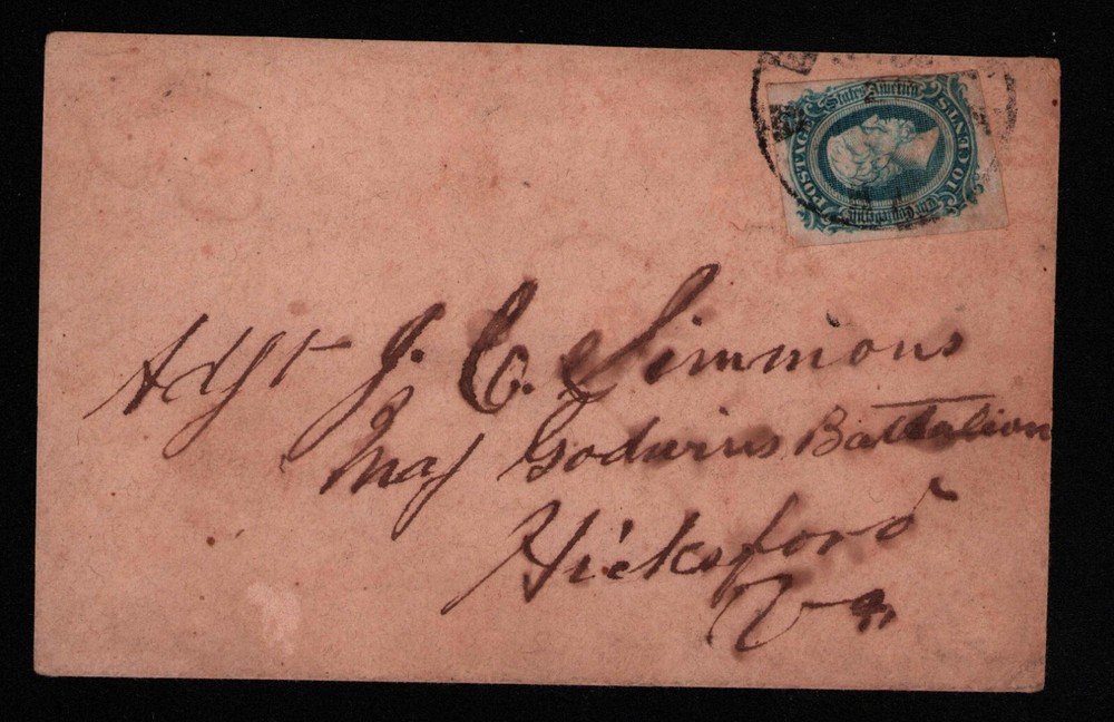 Civil War CSA Cover w/ #11 - Adjunct Simmon, Maj Godwins Battalion Hicksford, VA