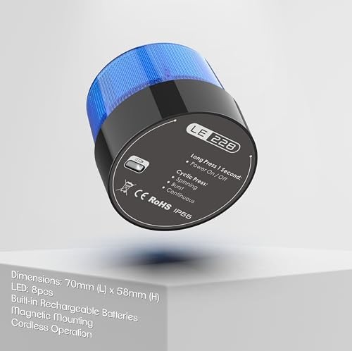 LE228 (Mini) — LED USB Rechargeable Strobe Beacon | Selectable Rotation & Blue