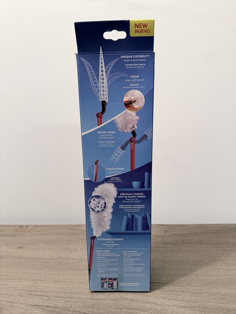 O-Cedar Flex & Catch Heavy Duty Dusting Kit, 5 Refills, 3 ft Plastic Handle