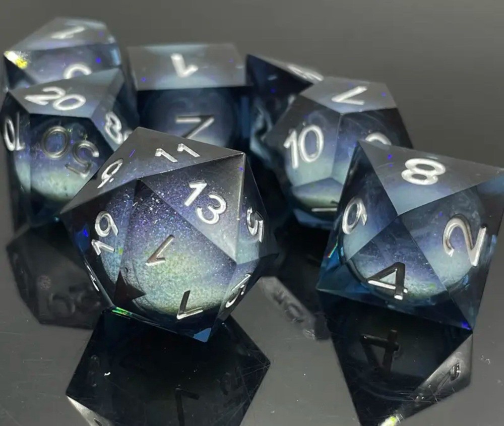 Space Dice Super Nova Polyhedral Sharp Edge Dice D&D Premium Resin DND Dice Set