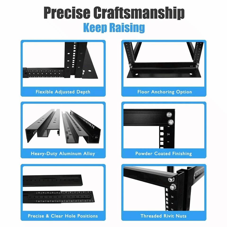 27U 4 Post Open Frame Server Network Data Rack Enclosure 19'' Adjustable Depth