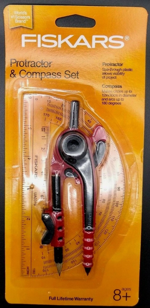 Fiskars Protractor & Compass Set - Select from 3 Color Options