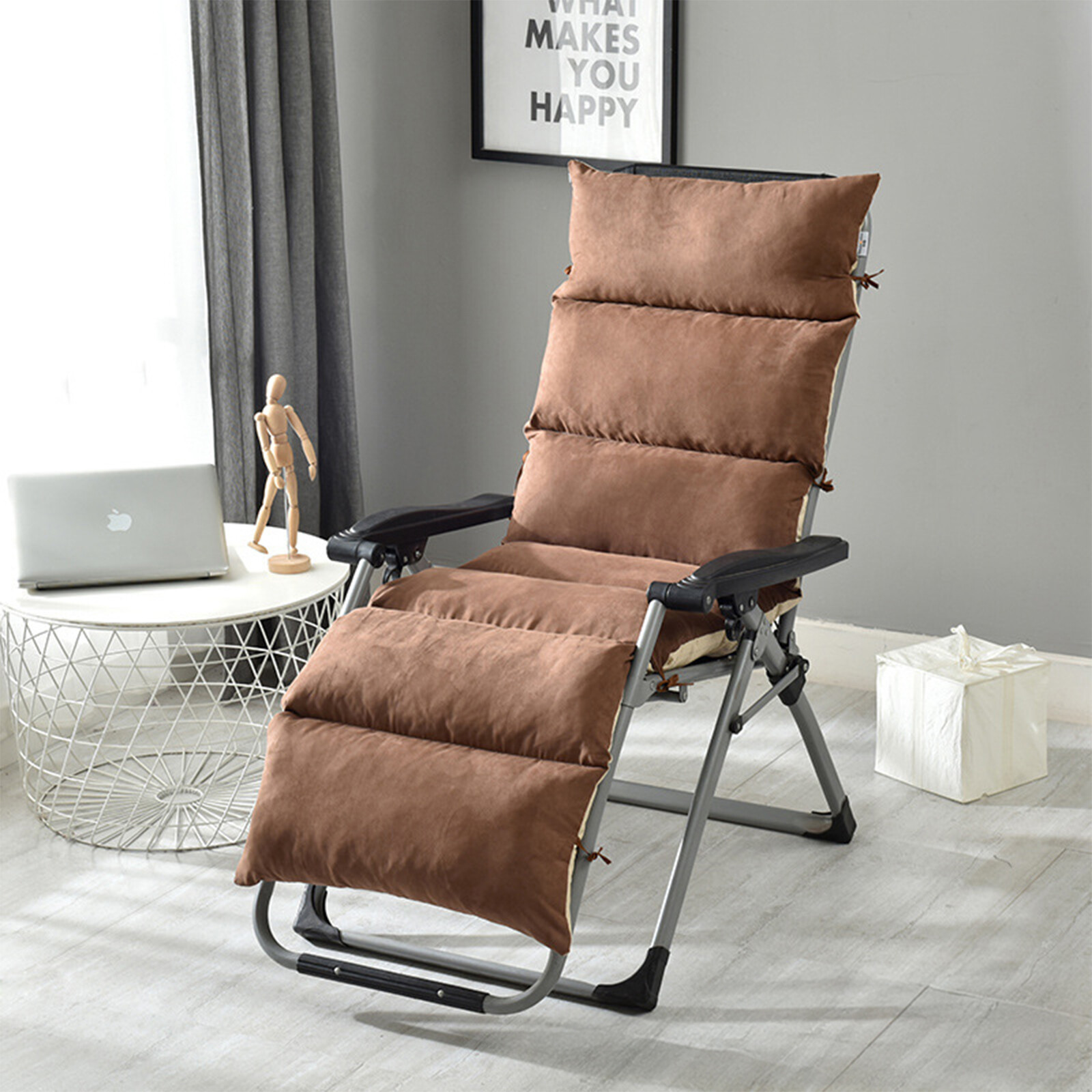 Extra Thick Chaise Lounge Cushion Soft Suede Lounger Mattress 49" 61" 69" Pad