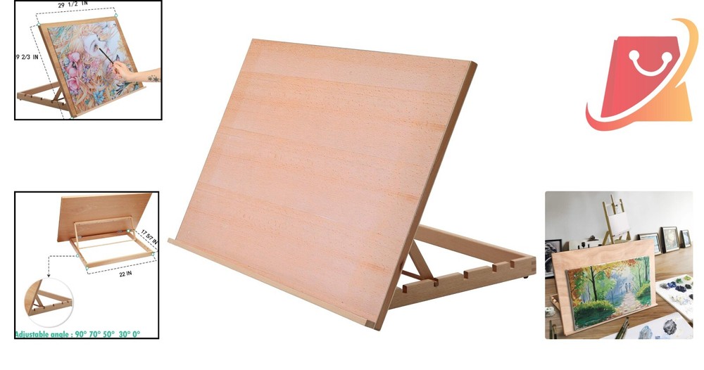 Wood Drafting Table Easel Large 5-Position Adjustable Studio Drawing Board