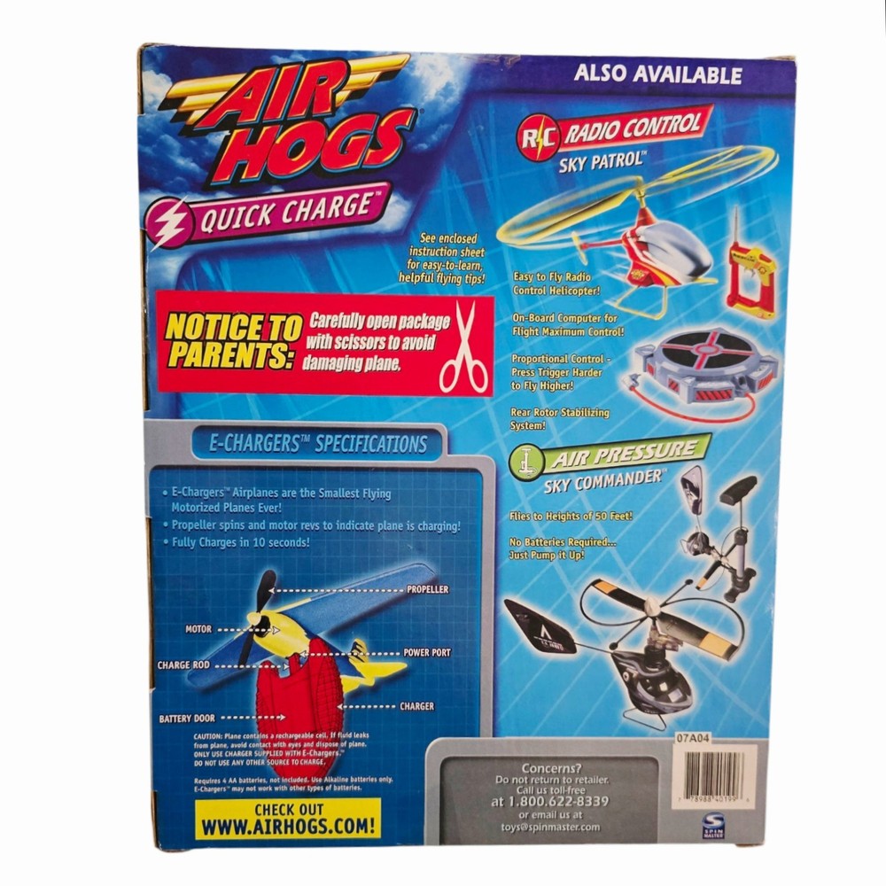 Vintage Air Hogs Quick Charge E Charger Micro Plane Spin Master NOS 1999