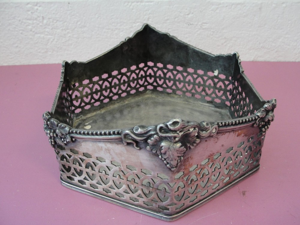 Ornate Reticulated Silver Metal dish