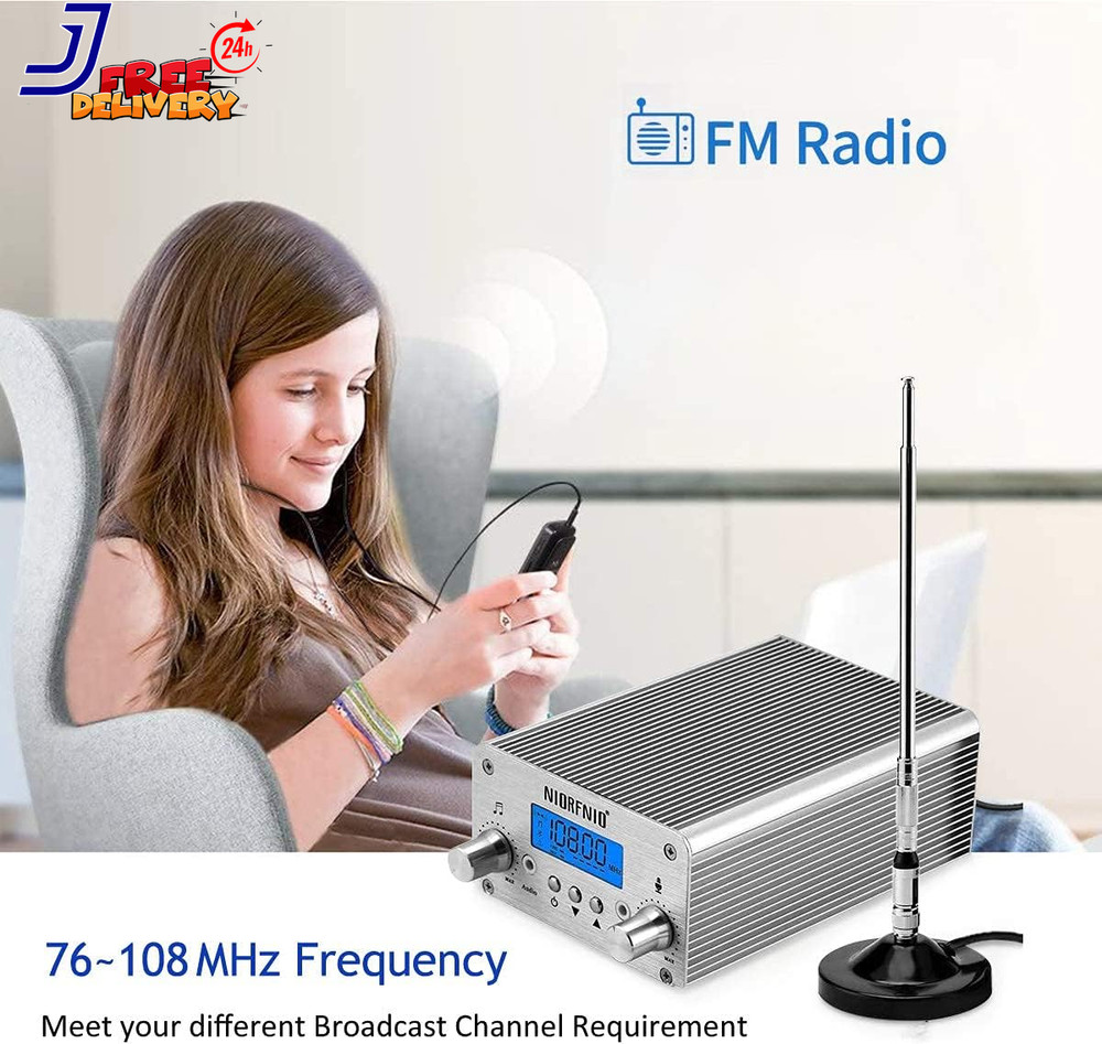 NIORFNIO 15W Fm Transmitter Bluetooth Wireless Stereo Broadcasting Range 87-108m