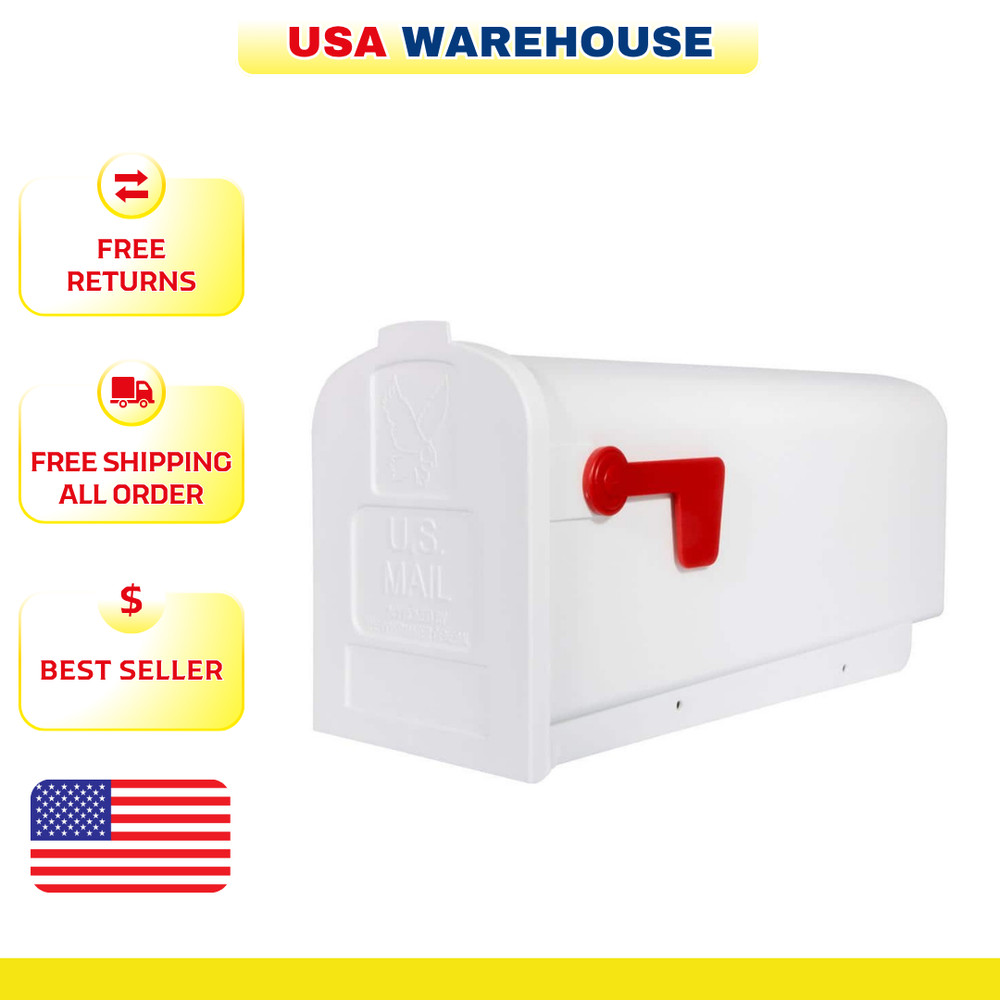 White Mailbox Deluxe Polybox Durable & Best Rust-proof Polymer Post Mounted New