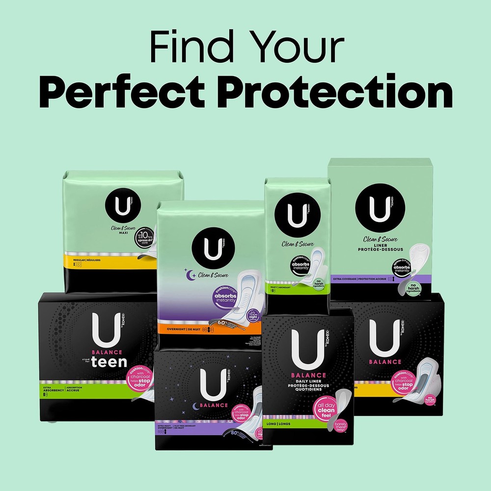 U by Kotex Clean Secure Ultra Thin Pads, Regular Absorbency, 176 Count