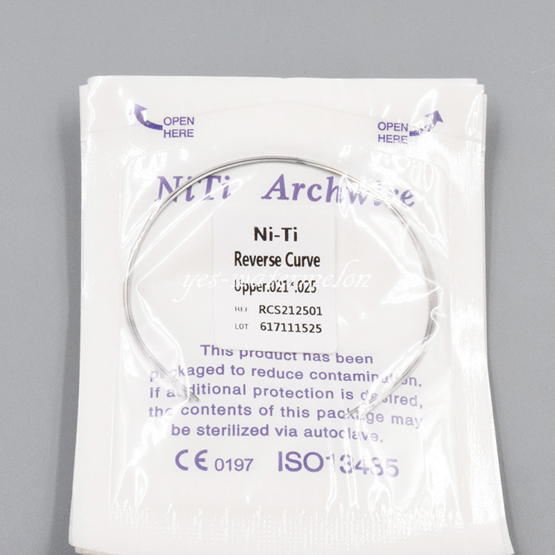 1 Pack 2 Pcs Dental NITI Reverse Curve Rectangular Arch Wires Upper/Lower Sizes