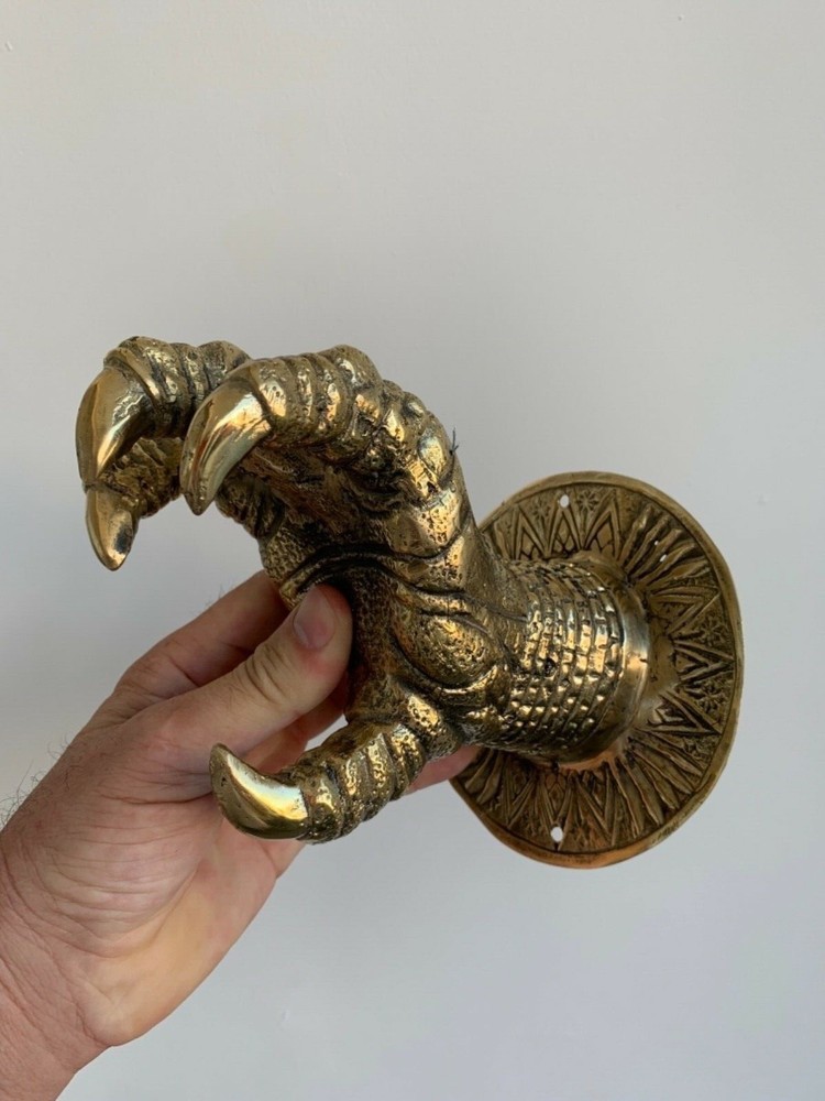 Large Claw wall hook door handle 7 “ solid hollow aged 18 cm heavy brass pull