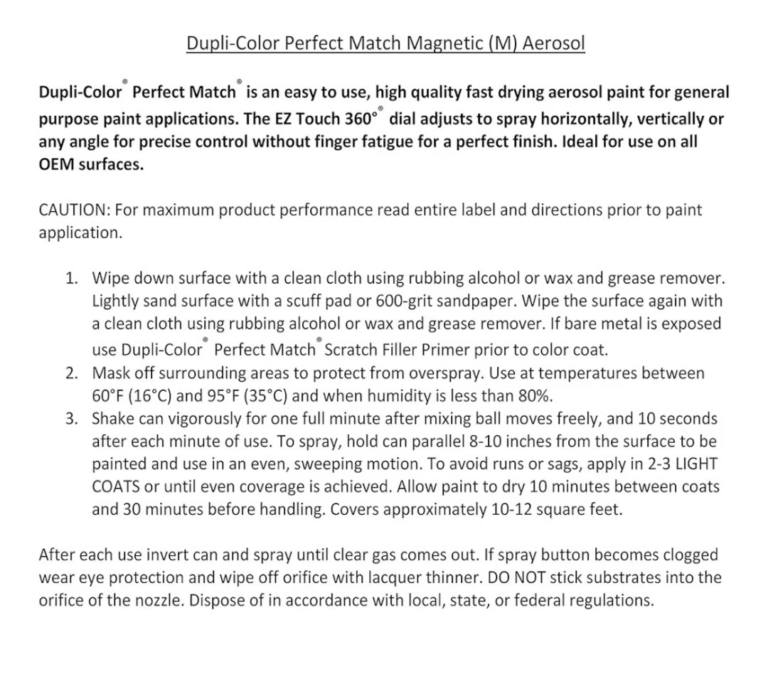 Dupli Color Perfect Match Automotive Spray Paint Ford Magnetic J7 8 Oz